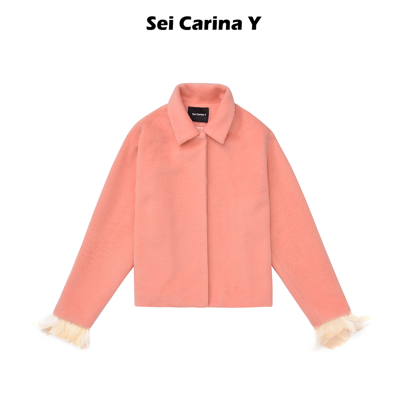 SeiCarinaY宽版毛呢羽毛外套