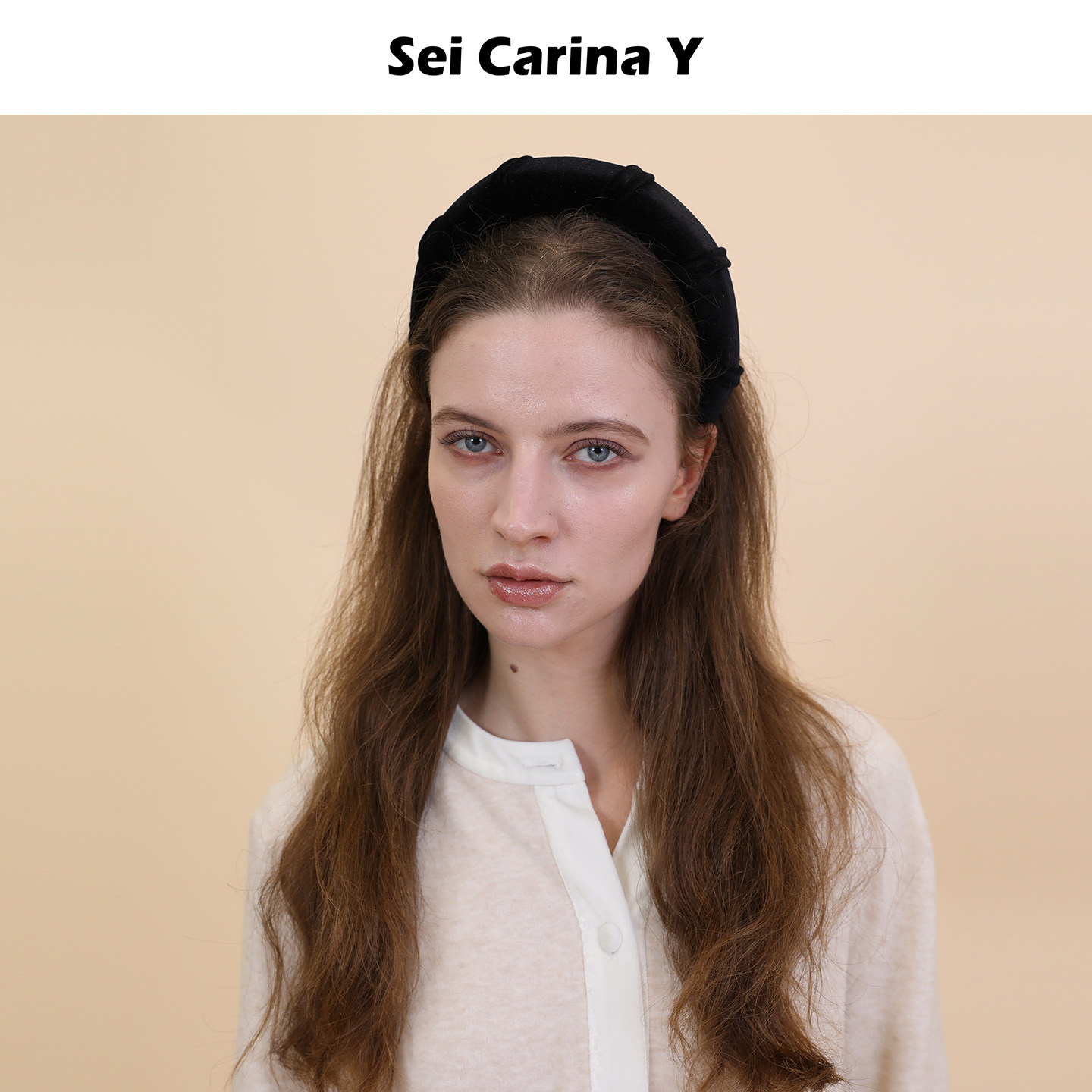Sei Carina Y法式褶皱丝绒高颅顶发箍头箍发饰不勒头时尚百搭复古