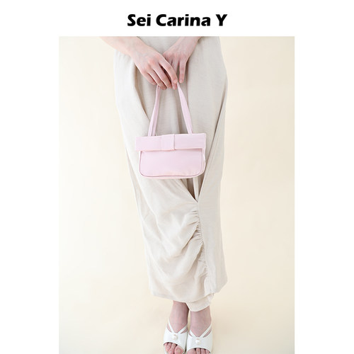 SeiCarinaY缎面蝴蝶结手拎包