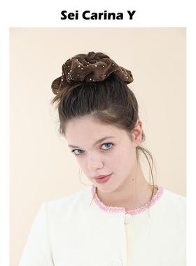 Sei Carina Y点钻丝绒枕头发圈女秋冬新款盘发头绳百搭高级感发饰