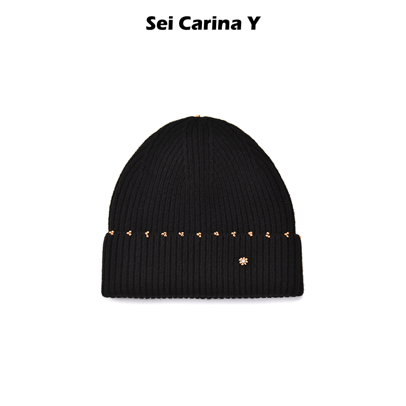 Sei Carina Y手工钉珠毛线帽女秋冬百搭简约时尚帽子冷帽新款潮流