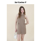 Carina Y手工钻边背心裙女无袖 连衣裙修身 Sei 百搭基础简约风新款