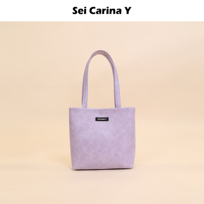 SeiCarinaY双色拼色皮质手提包