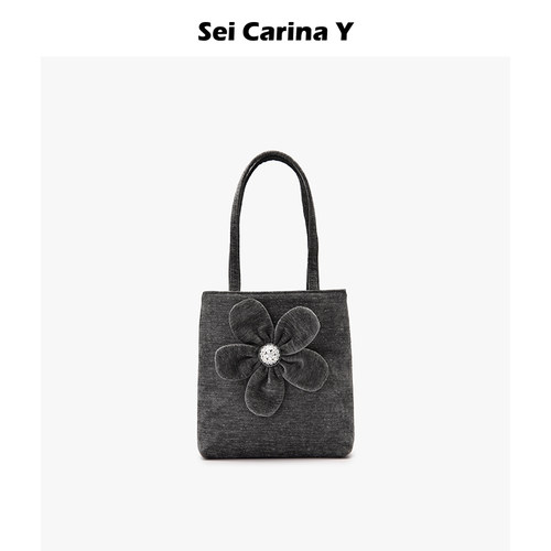 Sei Carina Y手工大花朵细闪丝绒手提包小拎包女新款精致高级感 - 封面