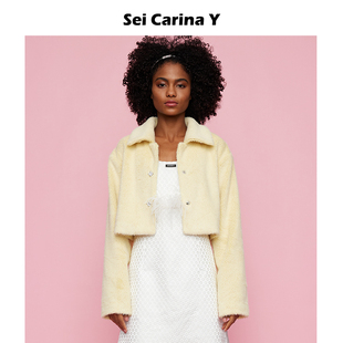 Carina Sei Y方钻毛绒开衫 短款 甜美上衣女保暖 外套秋冬新款 7折