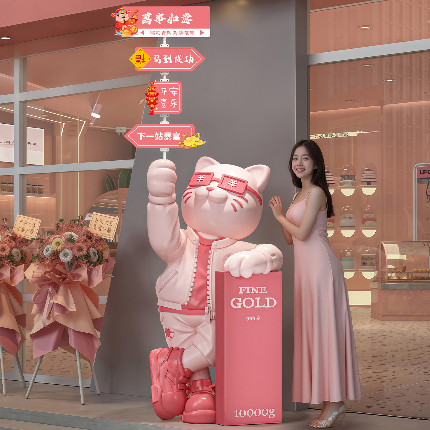 招财猫大摆件发财猫公司前台店铺门口落地装饰品新店开业礼物高档