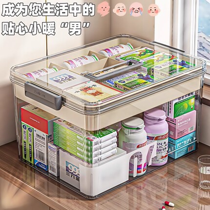 多层药箱家庭装家用大容量药物药品收纳盒大号医疗急救药盒医药箱