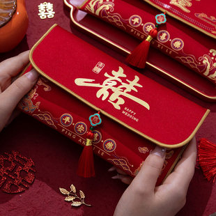 布艺见面礼红包结婚专用改口费大号万里挑一新款高档订婚万元喜包