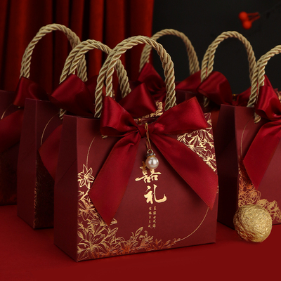 结婚喜糖盒中式手提糖果包装盒子