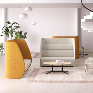 办公沙发高背接待洽谈双人设计师隐私隔板超高谈单酒店沙发卡座