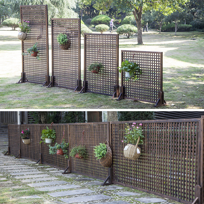 新防腐木栅栏屏风隔断木网格爬藤花架木篱笆木花园围栏护栏花园墙