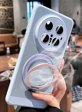 适用华为mate70pro手机壳mate60新款360磁吸支架mate50e超薄保护套防摔全包散热黑色MagSafe男女夏季透气硬壳