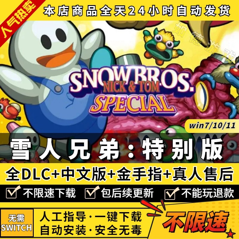 雪人兄弟 PC中文版 送全DLC+游戏金手指+NS模拟器 可双人同屏 支持手柄60帧 NS游戏电脑单机switch使用感如何?