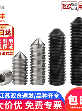 不锈钢304尖端紧定螺丝 顶丝尖头机米内六角无头螺钉M3M4M5M6M8