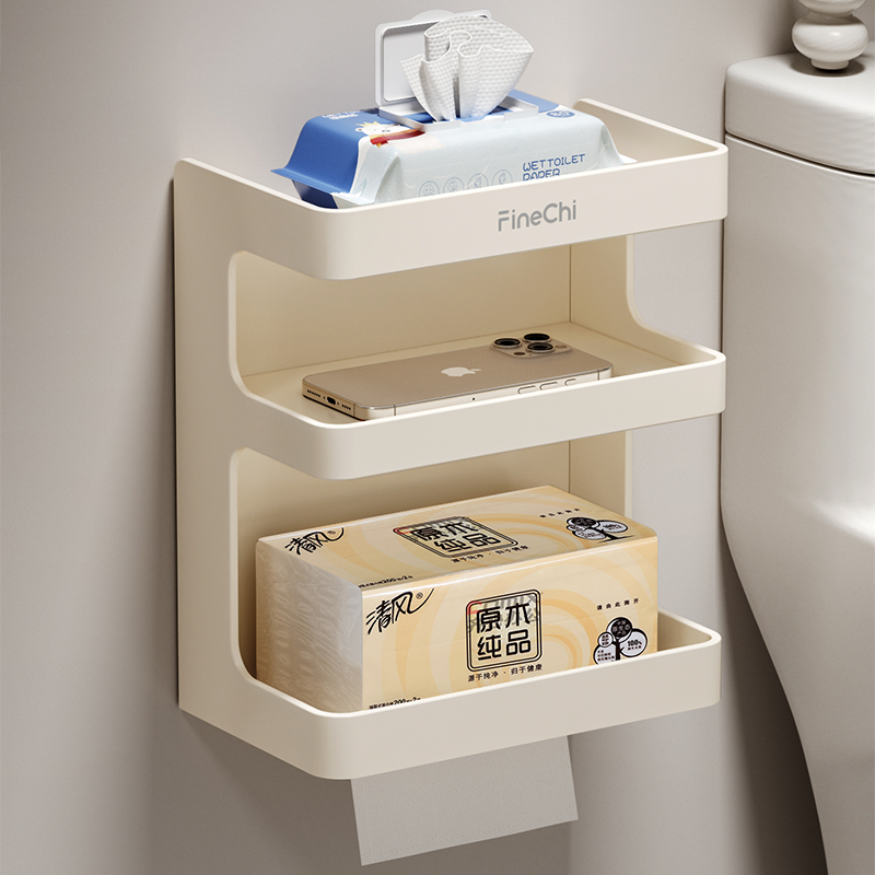 FINECHI 卫生间厕纸防水免打孔厕所纸巾盒马桶抽卷纸厕纸盒置物架