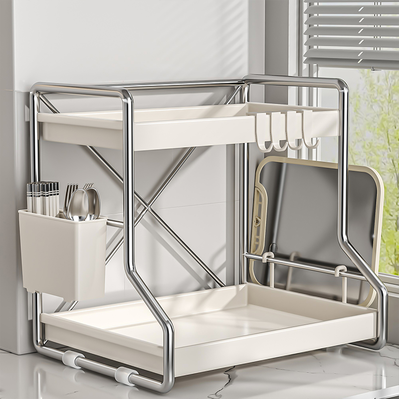 奶油风厨房置物架台面调料架调味品多功能家用大全收纳架多层架子