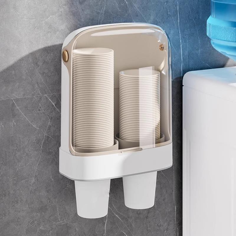 饮水机纸杯架取杯器桌边置物盒水杯储物塑料杯杯子桌面时尚大容量