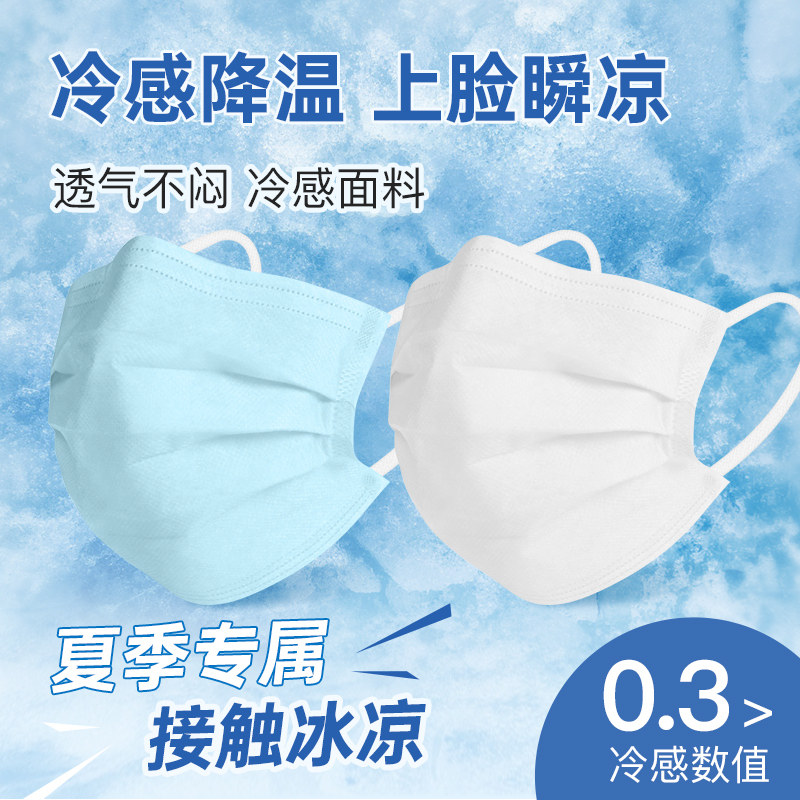 夏季薄款口罩2025新款时尚版冰凉感纯白色冷感轻薄透气防晒三层潮