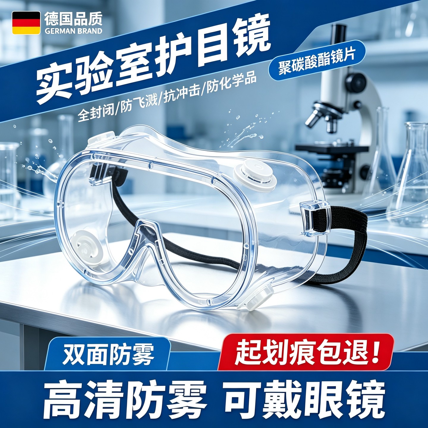 护目镜可戴眼镜实验室专用化学眼镜安全防护化工厂防耐酸碱危化品