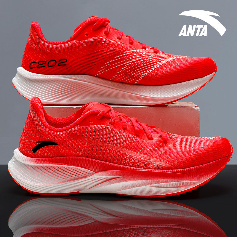 安踏c2025代专业竞速跑鞋男户外跑步训练男鞋红色潮流减震运动鞋