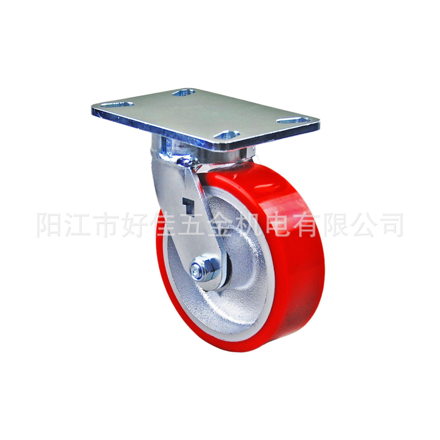 源头工厂产品6X2超重型单轴承抗冲击铁芯聚氨酯（PU）万向脚轮