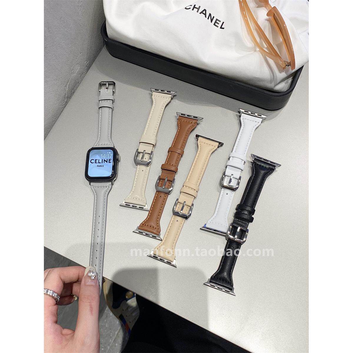 柔软真皮细款小蛮腰表带适于Applewatch6789SE苹果11手表iWatch10