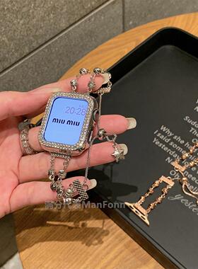 不锈钢金属手链式表带适于Applewatch98苹果10链条iwatch7654SE2