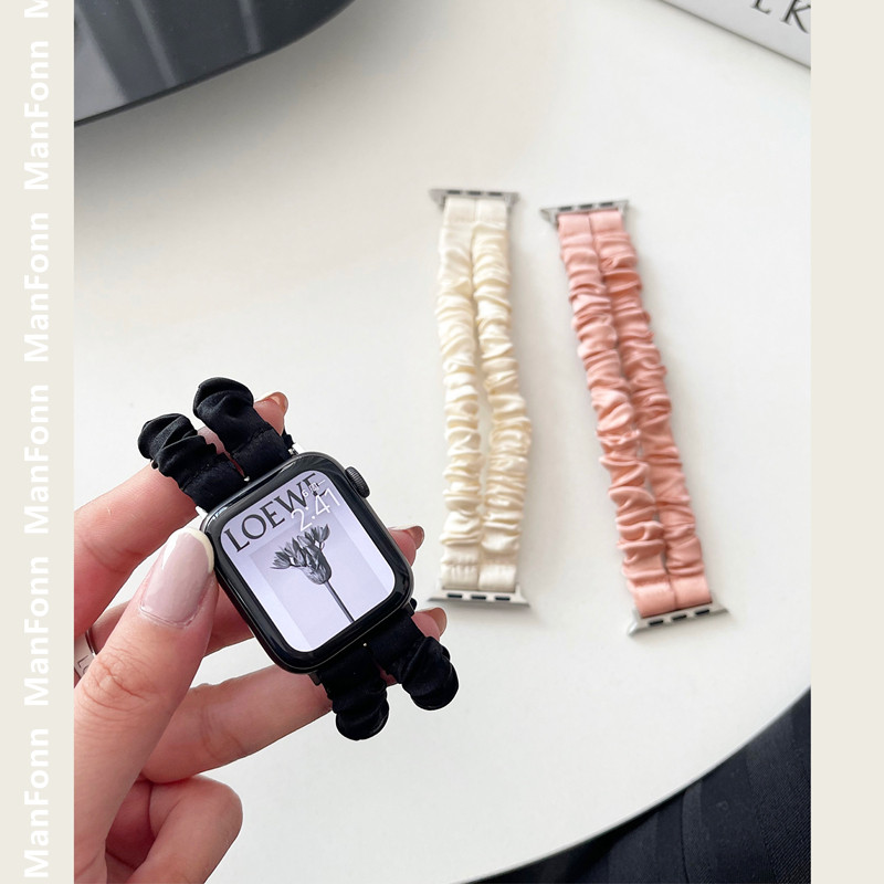 小香风适于苹果11代手表带iwatch78910代se弹力圈双排Applewatch