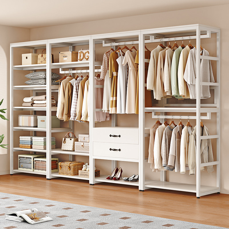 衣帽架金属衣柜卧室落地挂衣架开放式衣柜组合衣帽间洞洞板衣橱