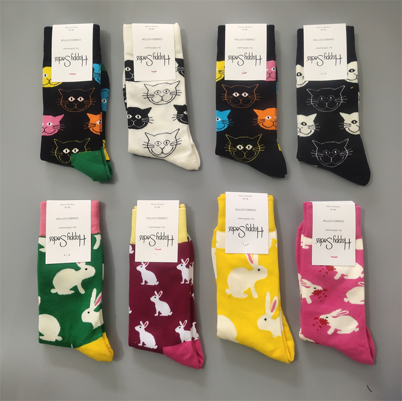 happysocks女时尚百搭中筒袜潮袜