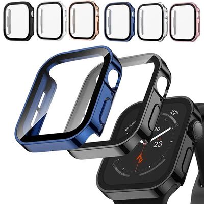 Electroplating Waterproof Case+Glass For Apple Watch 7 8