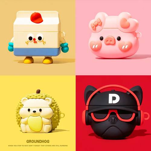 3D Bulldog Milk Box Cover for AirPods 4 Case Cartoon Cute