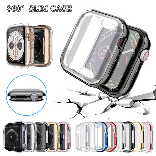 360 Slim Transparent Cover for Apple Watch Case 7 6 SE 5 4
