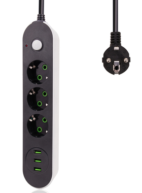 New Smart USB Power Strip Socket EU Plug 3 USB Charge 5M