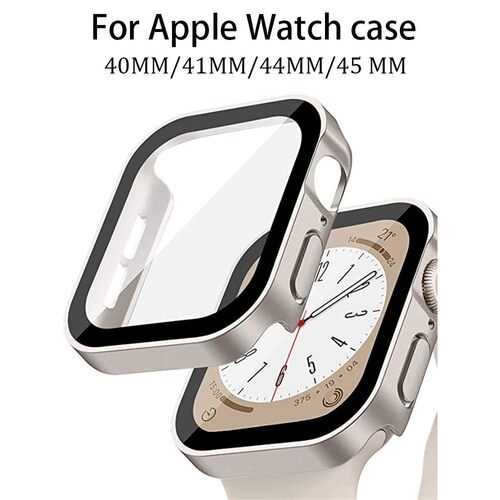 Tempered Glass+Case For Apple Watch band 44mm 40mm 41mm 45