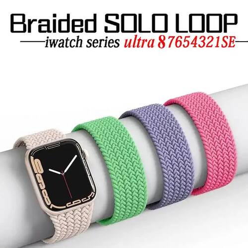 Braided Solo Loop For Apple Watch band 44mm 45mm 49mm 40mm