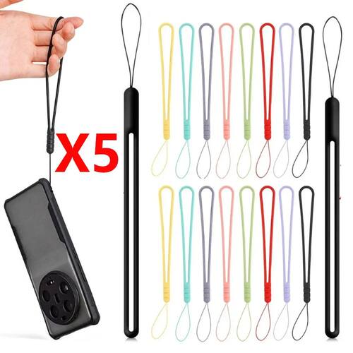 5PCS Silicone Phone Strap Portable Hand Wrist Lanyard Chain