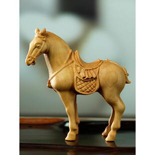 黄杨木雕生肖马摆件手把件动物实木圆雕工艺品招财骏马家居饰品
