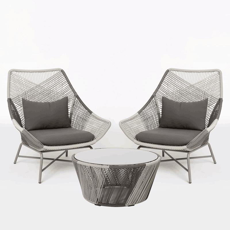 户外休闲椅室外庭院花园露天外摆商用藤椅露台喝茶桌椅组合三件套