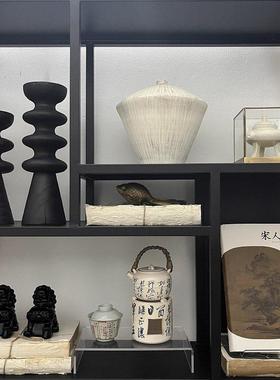 中式博古架摆件玄关侘寂风烛台茶室书房软装饰品禅意茶具香炉花瓶