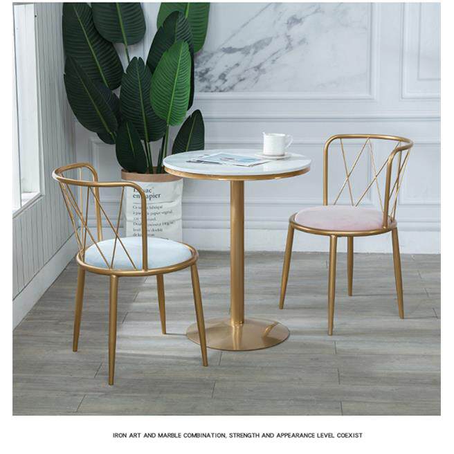 北欧大理石餐桌椅组合简约餐桌桌会议桌网红餐桌椅铁艺椅子靠背椅