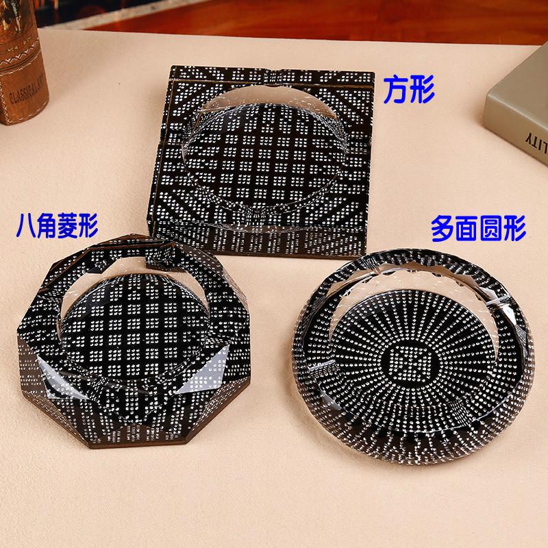 镶钻水晶烟灰缸实用特大号玻璃烟缸创意个性时尚特价包邮方形圆形