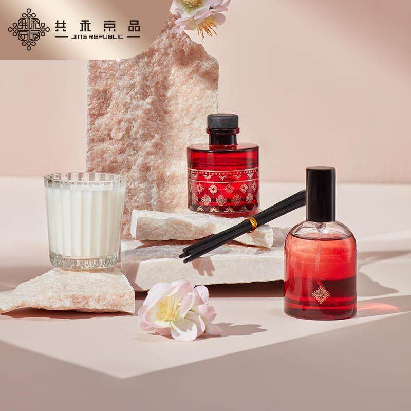 共禾京品无火香薰蜡烛香氛家用藤条花果香调扩香礼盒创意新年礼物