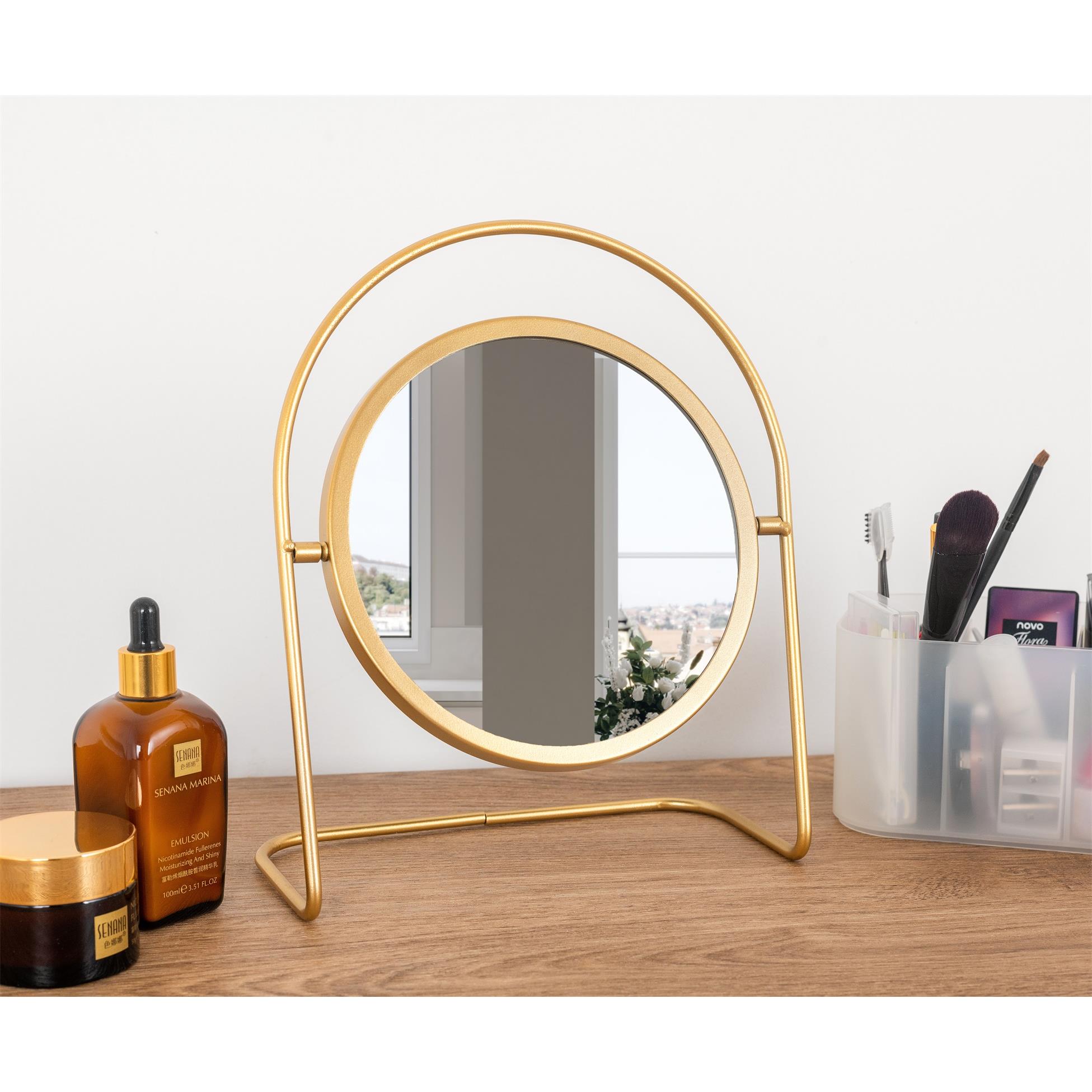 ins小镜子办公室桌面可立台式家用梳妆宿舍学生卧室金属化妆镜