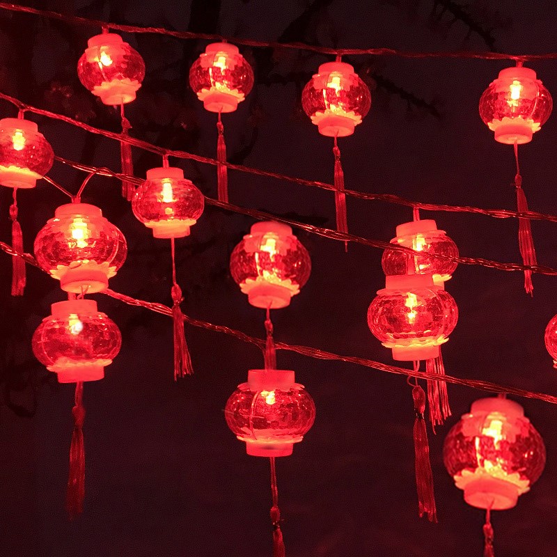 串红挂灯笼灯灯装饰闪灯新年小灯灯串布置彩灯过年满天星家用春节