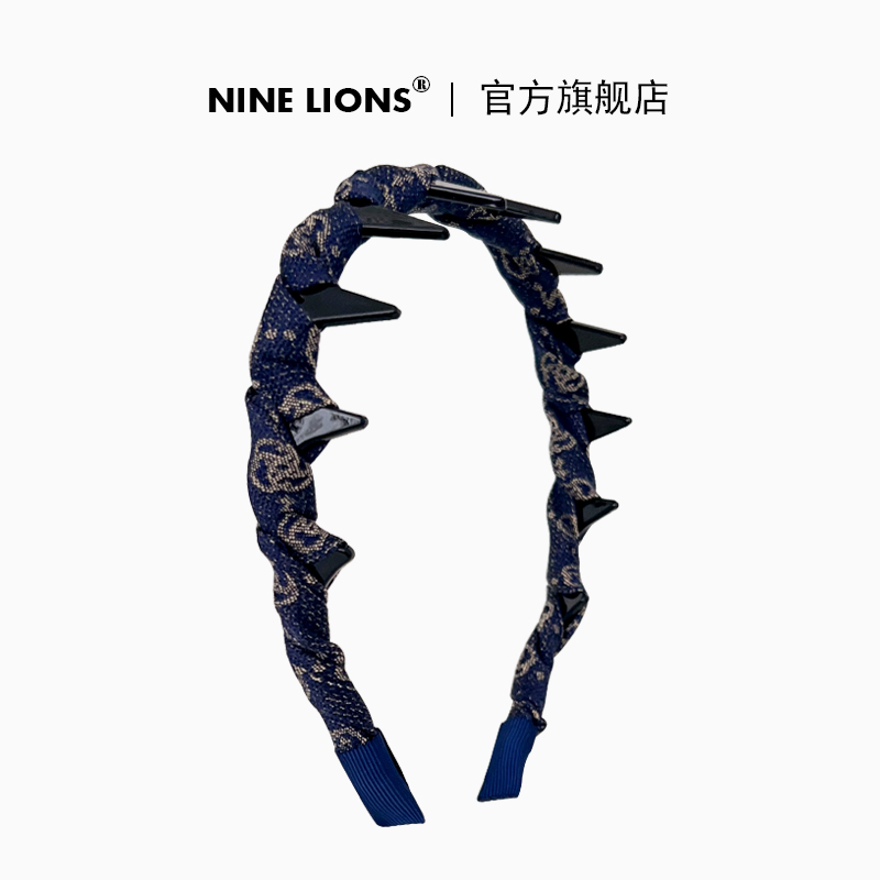 九只狮子（饰品）复古蓝带齿防滑发箍高级气质时尚头箍洗脸发卡女