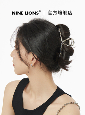 九只狮子（饰品）冷淡风金属抓夹大号后脑勺鲨鱼夹高级感网红发饰