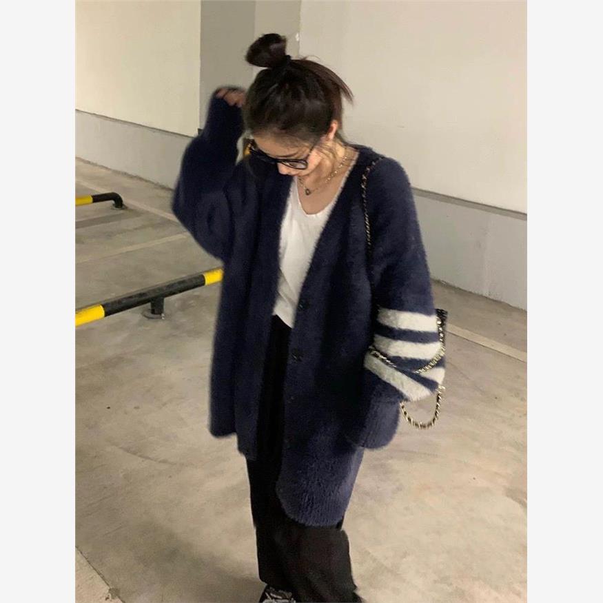 复古水貂绒毛衣外套女tb