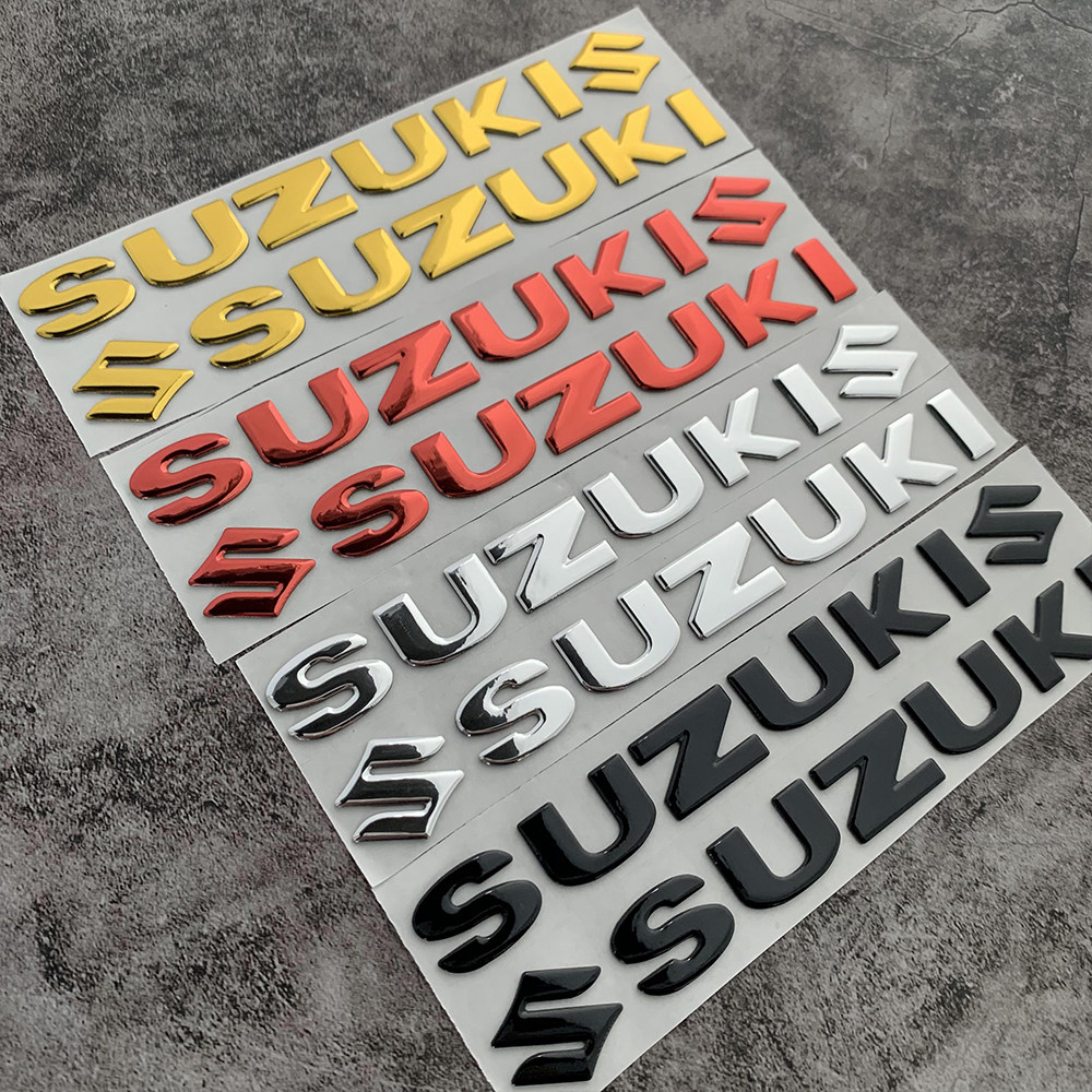 适用铃木摩托车油箱3D立体软胶贴SUZUKI字母标志踏板车装饰反光贴
