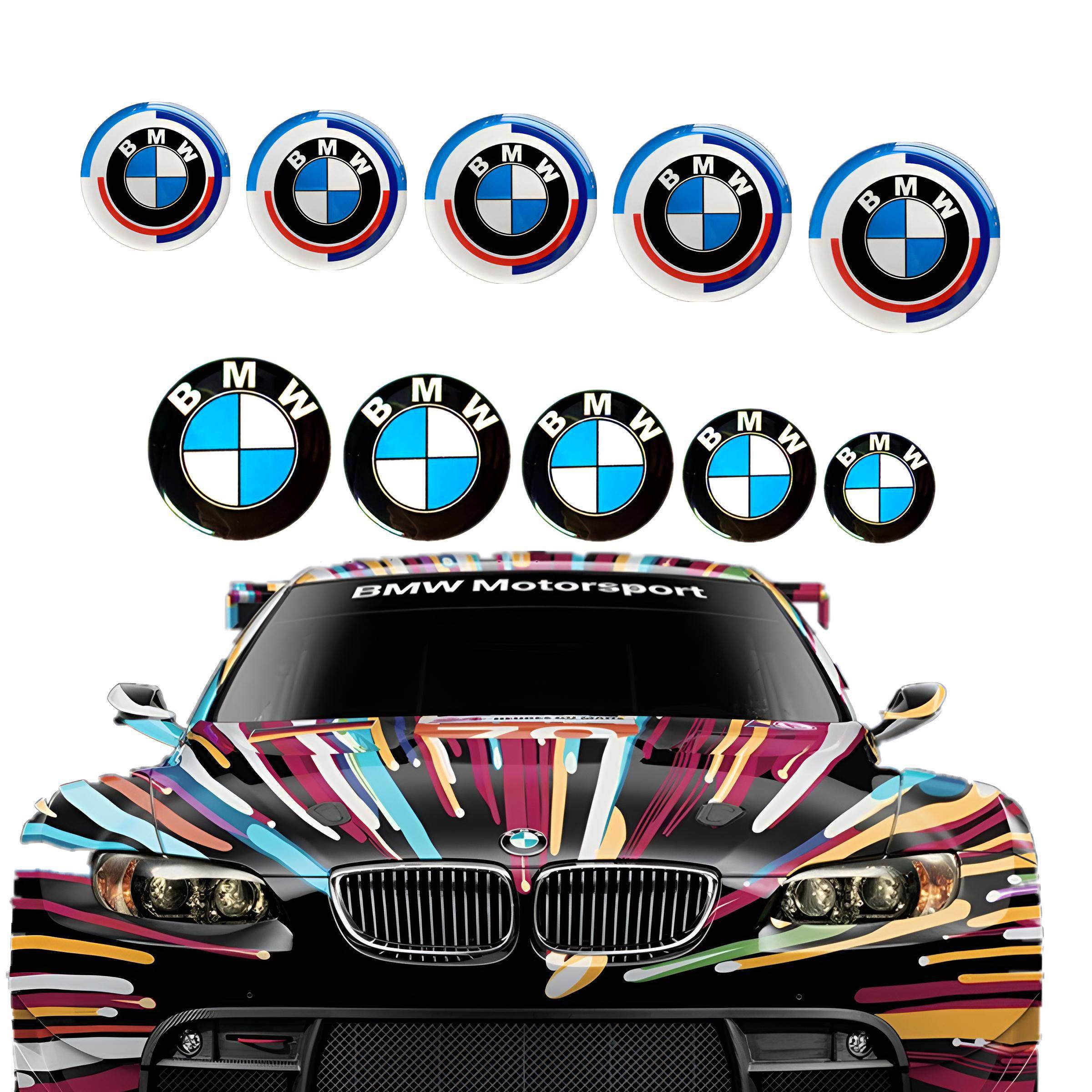 适用宝马汽车标志反光3D软胶贴纸摩托车BMW logo圆标车贴油箱贴花
